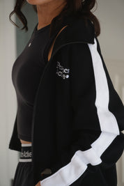 Flyaway Zip-Up Jacket – Contrast Stripe (Black Edition)