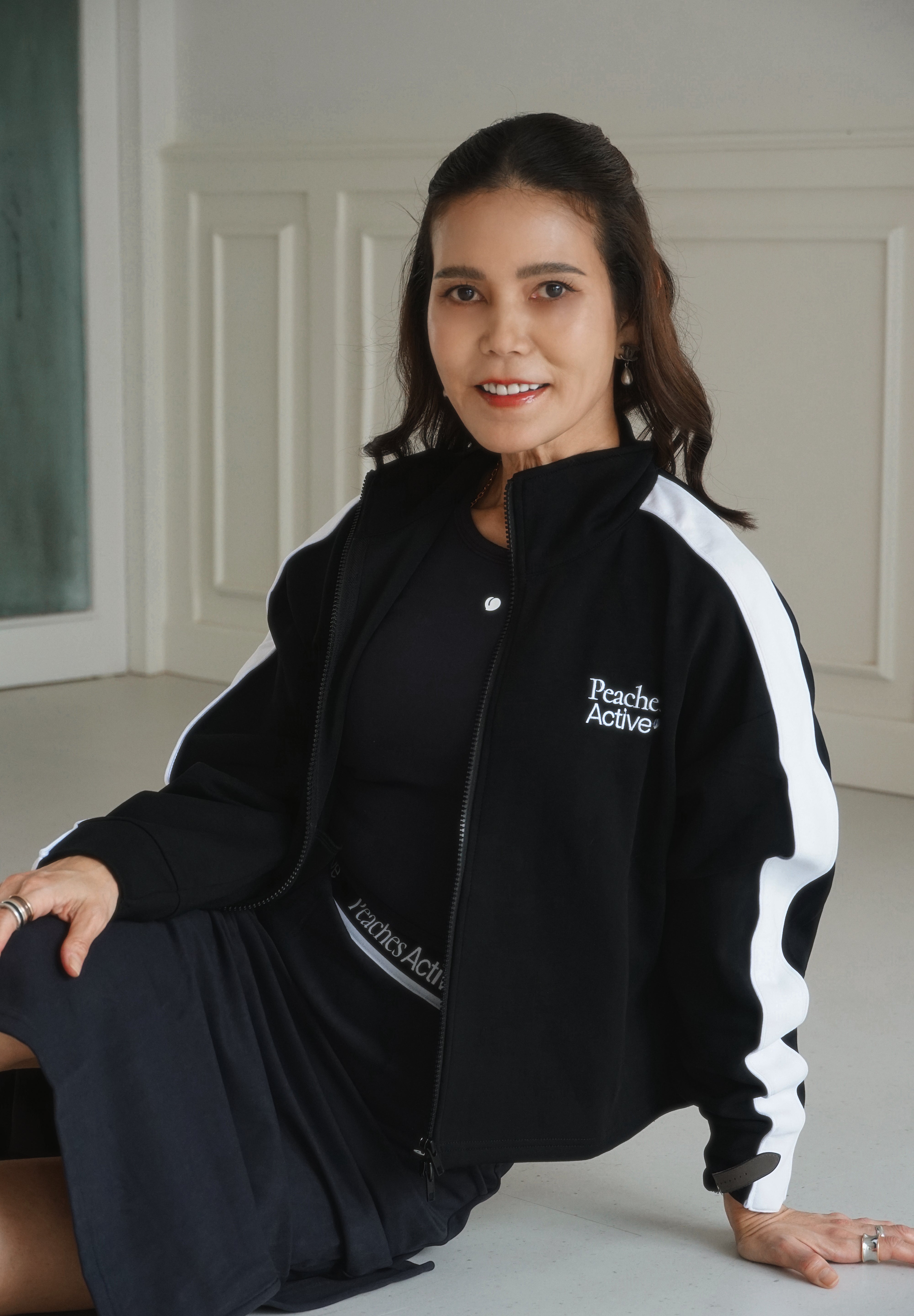 Flyaway Zip-Up Jacket – Contrast Stripe (Black Edition)