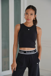 Flyaway UltraSculpt Cropped Top with Built-In Bra – Black Edition