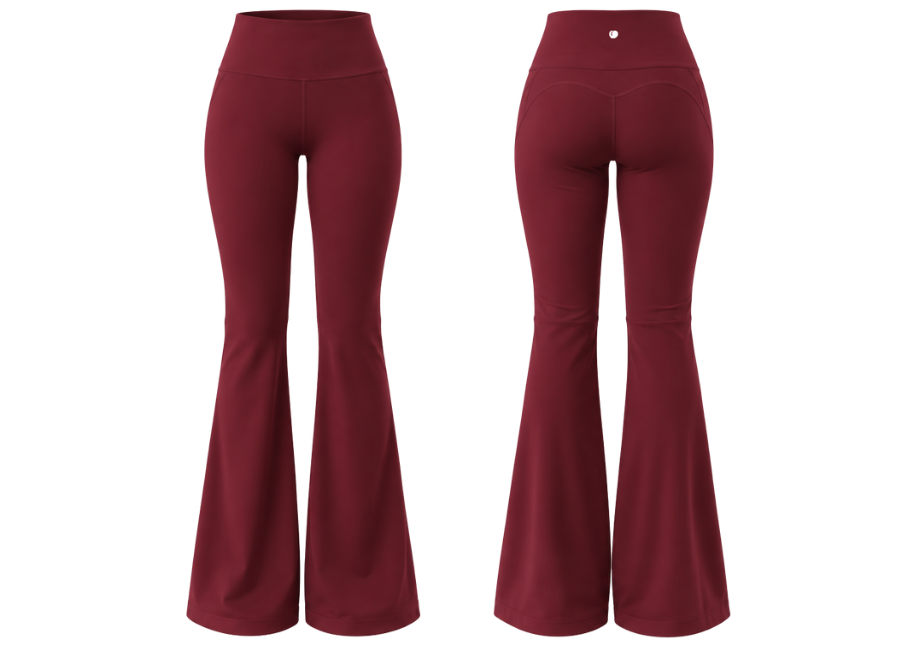 Paris Flared Leggings Solid Edition Red Maroon