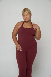 Peaches Active - Paris Halter Neck Top Solid Edition Red Maroon